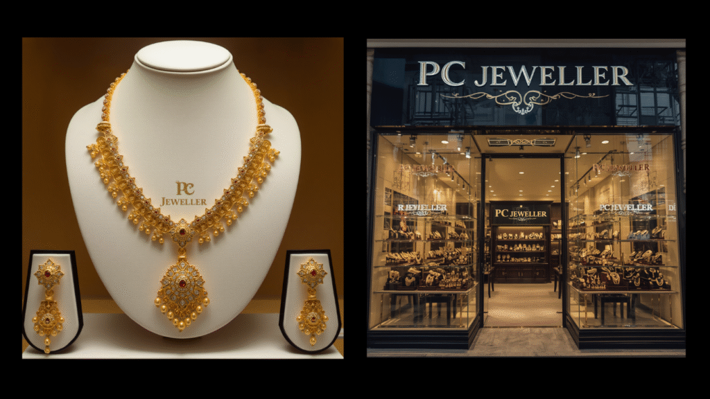 PC Jeweller Bridal Gold Jewellery Set with Matching Earrings